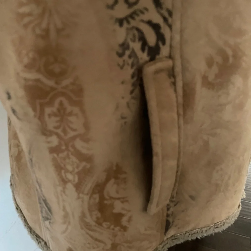 Dana Buchman Shearling Vest Women Size 10 Cognac Faux Suede Sherpa Cabincore - Picture 8 of 11